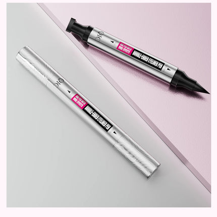 QIC Dual Tip Eyeliner Stamp Pen - Waterproof, Quick-Dry, Long-Lasting & Smudge-Proof for Beginners, Natural Look with Black
