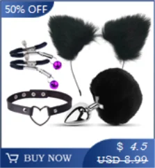 Female Male Erotic Cosplay Accessories of Cute Fox Tail Anal Plug with Soft Bow-Knot Cat Ears Headbands Collar for SM Sex Toys