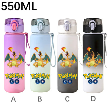 550ML Pokemon Sports Water Bottle Pikachu Mewtwo Gengar Eevee Portable Cartoon Drinking Cup Outdoor Hiking Gym Fitness Jugs
