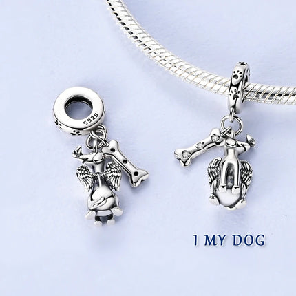 Original 925 Sterling Silver Charm Bead Balloon Poodle Cute Puppy Heart Charm Fit Bracelet Bangle Pendant Women DIY Jewelry Gift