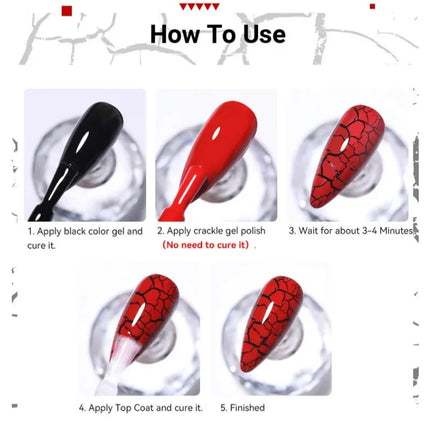 7ml Crackle Gel Nail Polish Cracking Nail Gel Quick Dry Nail Art Varnishes Hybrid Semi Permanent Soak Off Base Top Coat tool