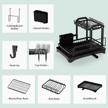 Adjustable Expandable Dish Drying Rack Over Sink New Kitchen Dish Bowl Drainer Storage Rack With Drain Tray For Home Counter