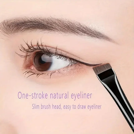 3Pcs Angled Eyeliner Brush Set - Micro-Fine Tip for Brows & Cut Crease, Vegan Professional Makeup Brushes (Studio Quality)