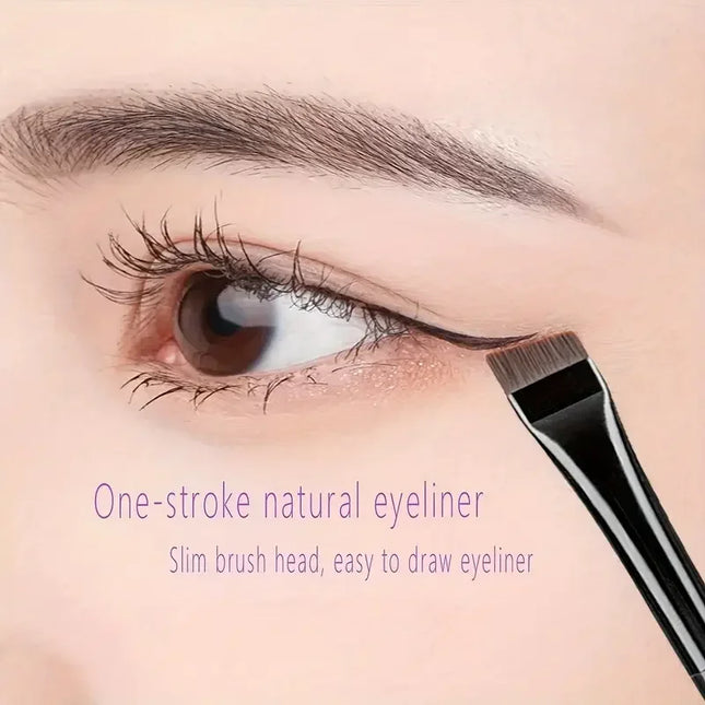 3Pcs Angled Eyeliner Brush Set - Micro-Fine Tip for Brows & Cut Crease, Vegan Professional Makeup Brushes (Studio Quality)
