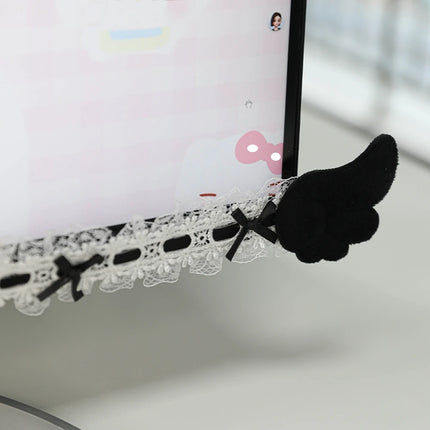Bow Lace Cute Table Screen Decorative Computer Monitor Decorative Stickers Gaming Room Frame Display Screen Decorative Ornaments