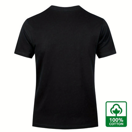 Men's Summer 100% Cotton Eagle Graphic Printed Fashion Sports and Leisure Loose Round Neck Short Sleeve T-shirt Top