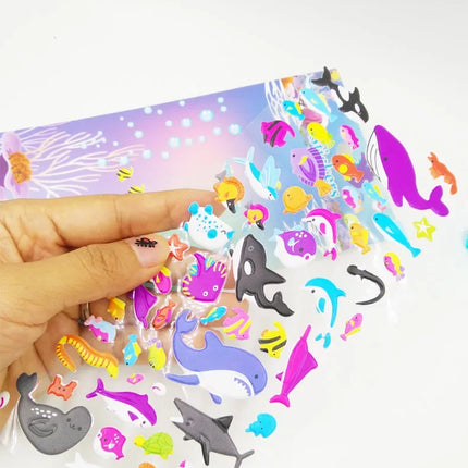 6 Sheets 3D Bubble Sticker Car Truck Plane Traffic Waterproof Cartoon Anime Stickers For Girl Boy Kids Funny Educational Toys