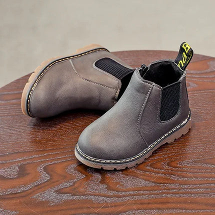 New Kids Fashion Boots for Boys Girls Toddlers Big Children Ankle Boots with Zipper Warm Thick Plush Autumn Winter Chelsea Boots