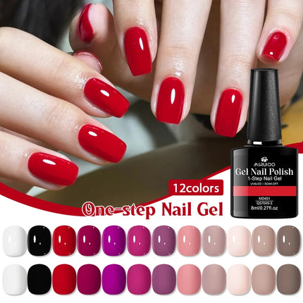 8ml 1-Step Gel Nail Polish No Need Base Top Coat Quick Dry Red Pink Semi Permanent UV/LED Varnishes DIY Nail Art Manicure Vernis