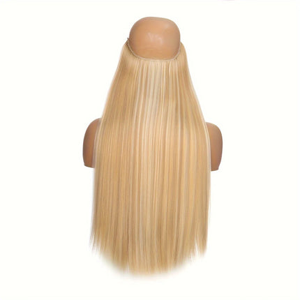 Synthetic Of The Line Type Hair Extensions Straight Hair Wig Piece One Piece With Invisible Fish Line Transparent Wire
