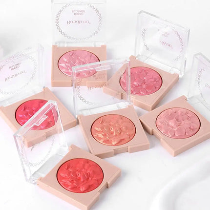 European American Style Rose Blush with Shimmer Fine Glitter Highlighting Contour Powder for Face Natural and Three-Dimensional