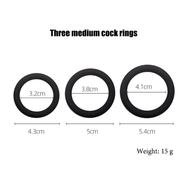 Set of 3-4 Silicone Semen Lock Ring Multiple Circular Models Safe Odorless Cock Ring for Men Persistent Stimulation Sex Toys
