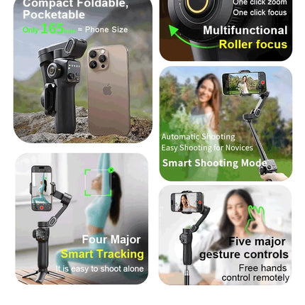 AOCHUAN 3-Axis Handheld Gimbal Phone Stabilizer with Extension Rod  8.0 Anti Shake Face Tracking for Phone Outdoor Shooting Vlog