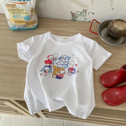 Baby Short Sleeve T-Shirt Infant Girls Boys Tees 2025 Summer New Breathable Fresh Comfortable And Stylish Printed Top Costume