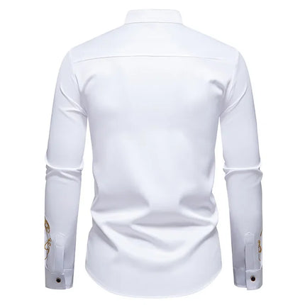 Retro Court Style Embroidered Long Sleeve Shirt Men's Collared Shirt Spring 2025 New Arrival Casual British Style Clothing