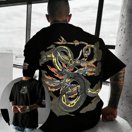 Pokemon  Handheld Game Rayquaza Printed Cotton T-shirt Summer New Harajuku Plus Size Unisex Loose Casual Y2K Parent-child Top