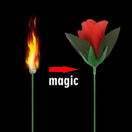 Torch to Flower Fire Magic Tricks Flame Appearing Flower Professional Magician Fire change to Rose Magic tricks props