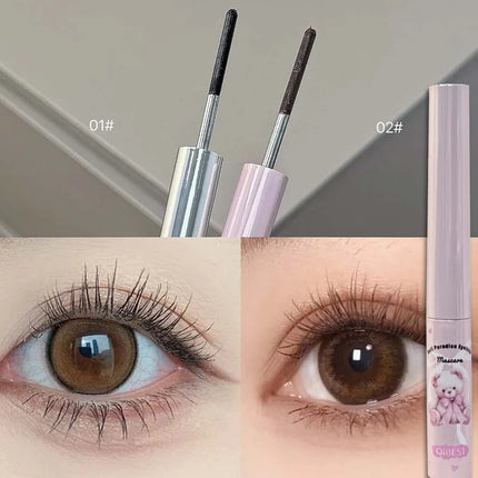 Silk Fiber Curling Mascara Ultra-Fine Brush Waterproof Long Lasting Smudge-Proof Mascara Lengthening Volumizing Eyelashes Makeup