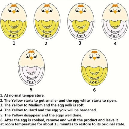 1/2pcs Chick Egg Timer Sensitive Color Change Indicator for Hard Soft Boiled Eggs Cooker Kitchen Gadget for Restaurants Bakeries