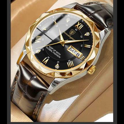 POEDAGAR Original Luxury Men's Watch Waterproof Luminous Date Week Sports Men's Watches Classic Business Quartz Leather Men Watch