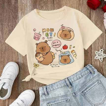 funny 90s Capybara Tshirt Kids Children T-Shirt capibara Cartoons Clothes Kid Girl Boy Capybaras T Shirt Baby Casual Top Clothes