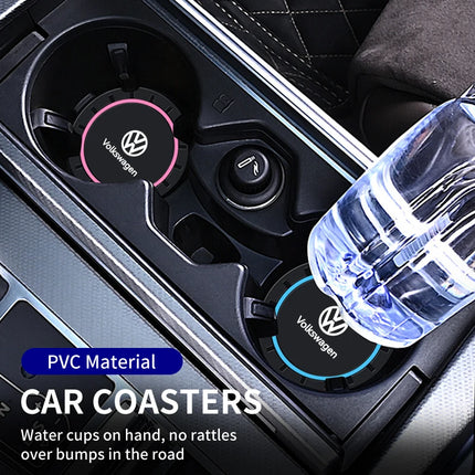 2Pcs Car Silicone Anti-Slip Water Cup Drink Mat Bottle Cup Coaster Mat For VW GTI Polo Golf Passat Scirocco Tiguan Jetta T-ROC