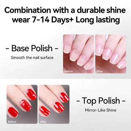LILYCUTE 7ml  Nail Base Top Polish Clear Shine Nail Care Long Lasting  Strengthener Hardener Nail Art Varnish Supplies