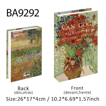 Van Gogh Monet Fake Book Painting Decorative Books Storage Box Sunflower Water Lily Coffee Table Books Home Decor Shooting Props
