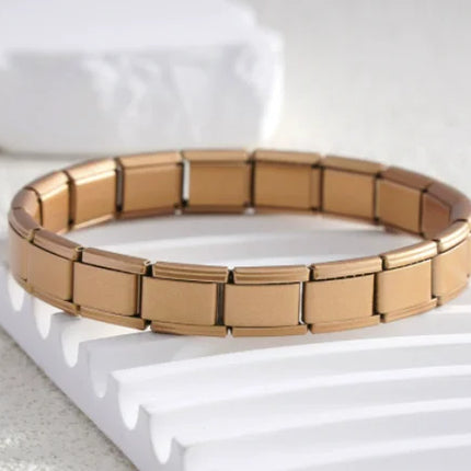 Italian Charm Link Stainless Steel Golden Bracelet for Woman Men DIY Making 9mm Bead Silver Color Retro Bangle Jewelry Wholesale