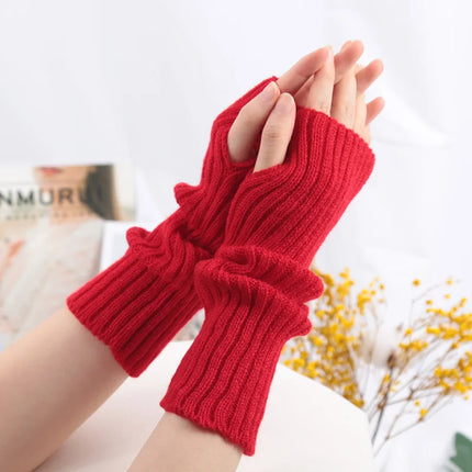 Long Fingerless Gloves Women's Mitten Winter Arm Warmer Kawaii Knitted Sleeve Soft Girls Anime Clothes Punk Gothic Lolita Gloves