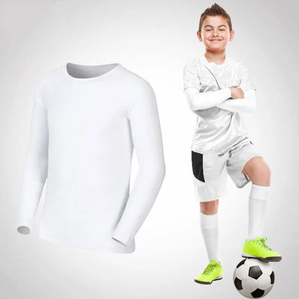 Kids Children Boy Girl Compression Running Long T Shirt Fitness Sport Basketball Football Gym Sportswear Soccer Clothes 25