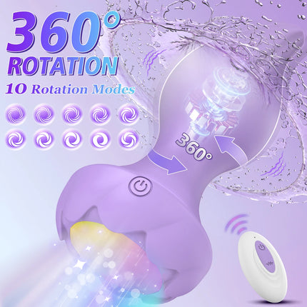Remote Control Rotation Rose Butt Plug for Men Women Wiggle Anal Vibrator Gay Anal Plug LED Adult Sex Toys for Couples Supplies