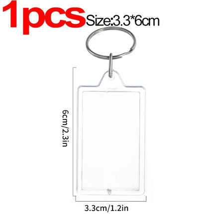 1/20Pcs Blank Acrylic Picture Keychain DIY Clear Insert Photo Split Key Ring Frame Key Chains Couple Anniversary Graduation Gift