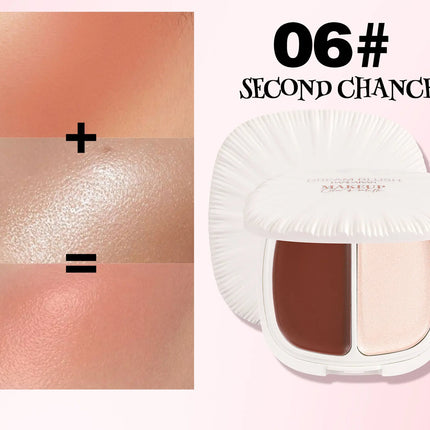 2 In 1 Dream Blush Highlighter Palette Natural Glow Face Contour Long Lasting Luminous Finish Healthy Radiance Duo