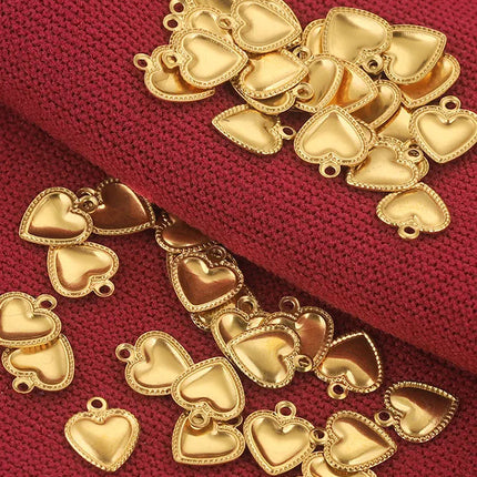 50pcs Stainless Steel Small Heart Charms for Jewelry Making Necklace Bracelet Extend Chain Tail Tag Supplies Material Wholesale