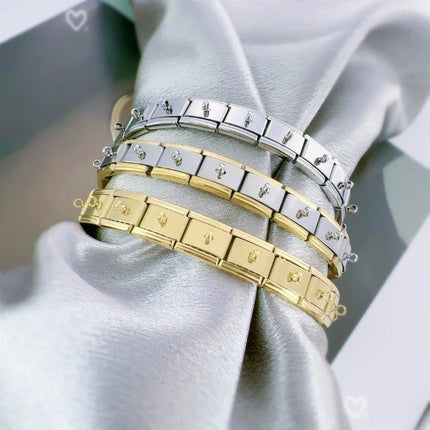 2025 Fashion Functional Elastic Bracelet Modular Bulk Italian Charms Links Fit Bracelet Stainless Steel Jewelry Wholesale