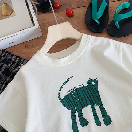 2025 New Summer Clothing Printed Cartoon Fashion Short Sleeve Tops Tees Children's Wear Casual T-shirt Crewneck Kids T Shirts