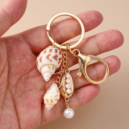 Fashion Summer Beach Shell Keychain Women Girls Conch Key Ring Pendants for Handbag DIY Handmade Jewelry Gifts