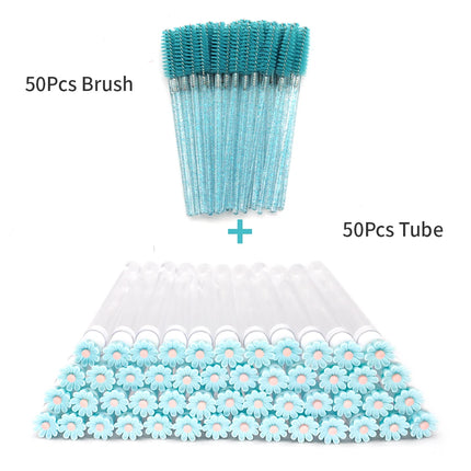 10/50Pcs Eyelash Brush Tubes With Crystal Lash Mascara Wands Eyebrow Comb Spoolies Container Lash Brush Applicators Makeup Tools
