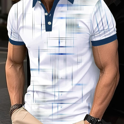 3D Digital Printed Polo Shirt Men's Top Summer Casual Short Sleeved Polo Shirt Men's Summer Clothing Design Button Details