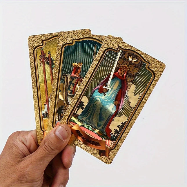 Gold Stamping Waterproof Plastic Colorful Printed Tarot Cards for Table Game Leisure Party Gathering Board Game Cards