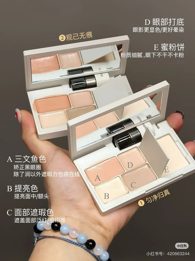 INSBAHA Face Concealer Cover Dark circles and Acne Brightening Tears Concealer Set Powder Makeup Combination