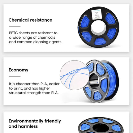 Elough PETG 3D Filament 1kg 1.75mm 1KG(2.2LBS) 3D Printer Filament Material Vacuum Packaging Tangle-Free 3D Printing Filament