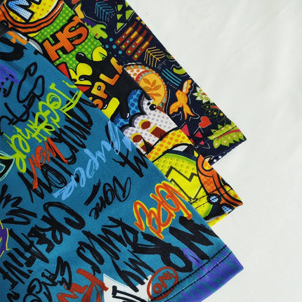 Men's Fun Graffiti Printed Boxer Shorts Random 5-Piece Set, Trendy, Personalized, Comfortable and Breathable Four-Corner Pants