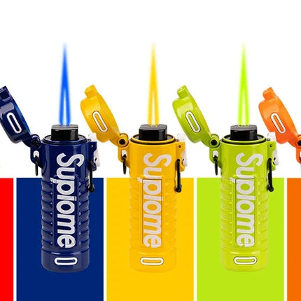 New Outdoor Windproof Pendant Inflatable Lighter Fashion Letter Jet Flame Strong Firepower Portable Lighter Men's Gift