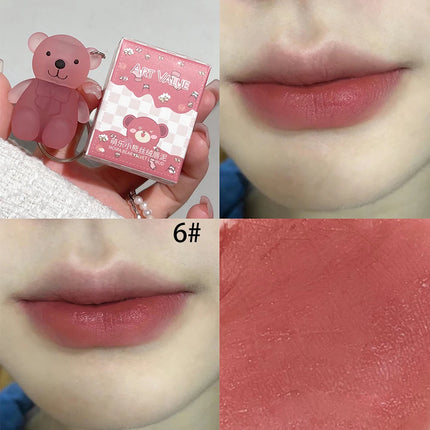 Art Value Cute Bear Velvet Lip Mud Soft Mist Whitening Silky Lip Glaze Low Saturation Tone Lipstick