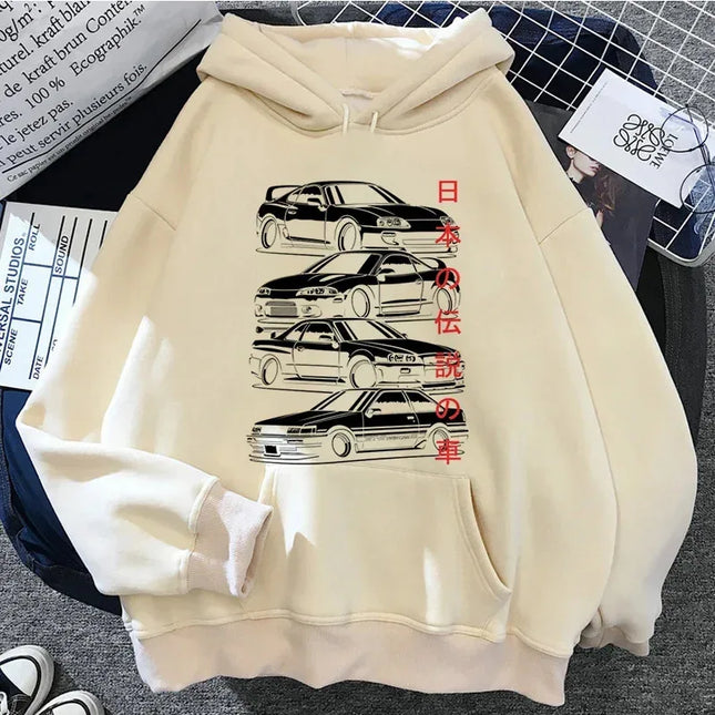 2025 Jdm Style Printed Hoodie Unisex Men Women Casual Fashion Hooded Pullover Sweatshirts Long Sleeves Y2k Streetwear Clothing