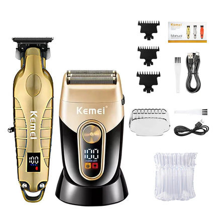 Kemei Rechargeable Electric Hair Clipper Professional Barber Trimmer For Man Cordless Shaver KM-90-4 KM-2293 Gold  KM-3209 Kit