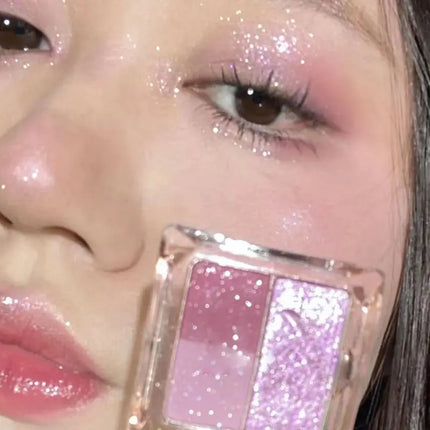Dream Glittering Purple Eyeshadow Glitter Pearlescent Highlighter Makeup Monochrome Glossy Shiny Eye Shadow Palette