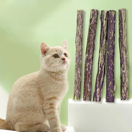 15pcs Natural Matatabi Cat Catnip Toy Kitten Molar Chew Stick Pet Cleaning Teeth Cat Treat Toy Actinidia Silvervine Pet Products